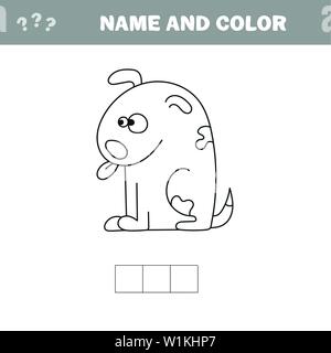 Färbung Seite für Kinder. Kreuzworträtsel - Hund Vector Illustration. Stock Vektor
