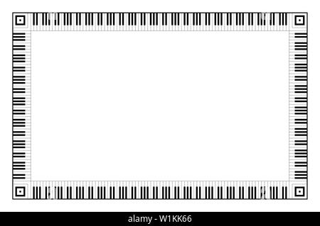 Musikalische Tastatur Rechteck Frame, der angeschlossenen Oktave Muster. Dekorativer Bordüre, von Oktaven, schwarze und weiße Klavier Tasten der Tastatur gebaut. Stockfoto