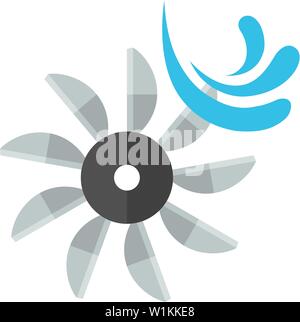 Wasserturbine Symbol in flachen Farbe Stil. Energie erneuerbare grüne Umgebung Stock Vektor