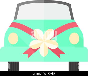 Hochzeit Auto Symbole in flachen Farbe Stil. Stock Vektor