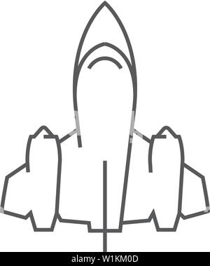 Stealth bomber Icon in dünnen Umrisse Stil. Flugzeuge militärischen Angriff Avionik anti Radar Stock Vektor