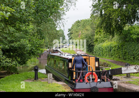 Die tardebigge Flug der Schleusen am Worcester und Birmingham Canal, Worcestershire, England, Großbritannien Stockfoto