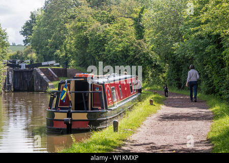 Die tardebigge Flug der Schleusen am Worcester und Birmingham Canal, Worcestershire, England, Großbritannien Stockfoto