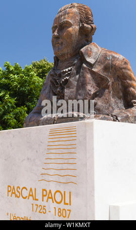 Ajaccio, Frankreich - Juli 6, 2015: Pascal Paoli Statue. Stadt Ajaccio, Korsika Insel Stockfoto