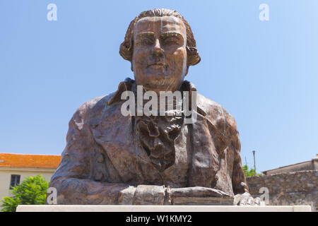 Ajaccio, Frankreich - Juli 6, 2015: Statue Pascal Paoli, Ajaccio, Korsika Stockfoto