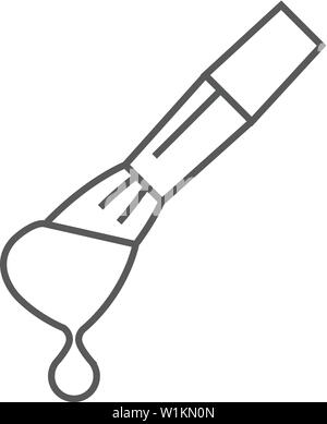 Pinsel Icon in dünnen Umrisse Stil. Künstler, Malerei, Zeichnung, Grafik, Tintentropfen, Blobs Stock Vektor