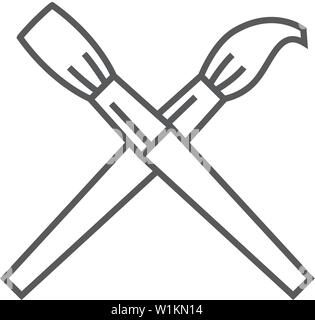 Pinsel Icon in dünnen Umrisse Stil. Künstler, Malerei, Zeichnung, Grafik Stock Vektor