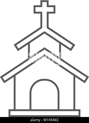 Kirche Symbol in dünnen Umrisse Stil. Christliche Kapelle Synagoge Stock Vektor