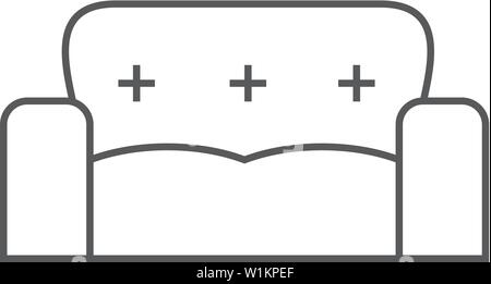Couch Symbol in dünnen Umrisse Stil. Interieur Kinderstuhl gemütlicher Luxus Wohnzimmer Familie Stock Vektor