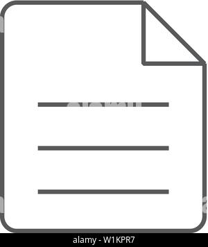 Text Datei Symbol Format in dünnen Umrisse Stil. Office Bericht Präsentation Worte Bericht Stock Vektor