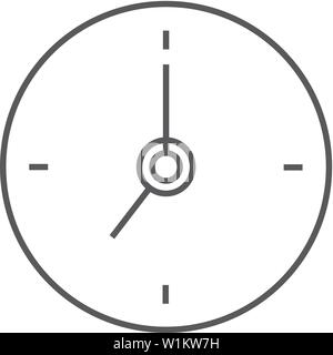 Uhr mit Kreuz Symbol in dünnen Umrisse Stil. Wartezeit, Warteschlange Stock Vektor