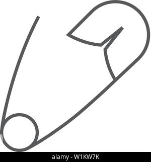 Pin Symbol in dünnen Umrisse Stil. Baby Windel fastener Kleidung geschlossen Stock Vektor