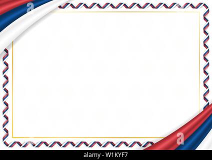Grenze mit Serbien nationalen Farben. Vorlage Elemente für Ihr Zertifikat und Diplom. Horizontale Ausrichtung. Vektor Stock Vektor