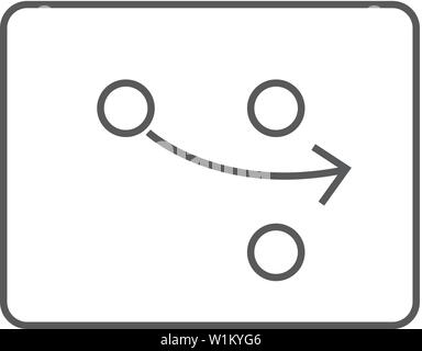 Schiefertafel mit Pfeil doodle Symbol in dünnen Umrisse Stil. Spiel Sport Taktik coaching spielen Stock Vektor