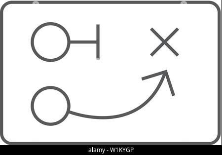 Schiefertafel mit Pfeil doodle Symbol in dünnen Umrisse Stil. Spiel Sport Taktik coaching spielen Stock Vektor