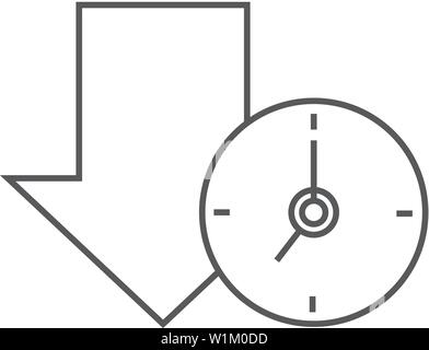 Download queue Symbol in dünnen Umrisse Stil. Daten, Datei, Hosting, Uhr Stock Vektor