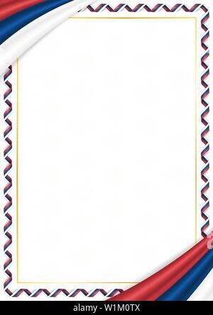 Grenze mit Serbien nationalen Farben. Vorlage Elemente für Ihr Zertifikat und Diplom. Horizontale Ausrichtung. Vektor Stock Vektor