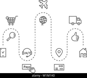 Symbole der Lieferung waren rund um die Welt für die Logistik Indus Stock Vektor