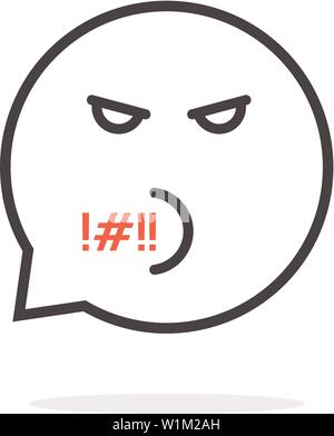Dünne Linie unhöflich emoji Sprechblase logo Stock Vektor