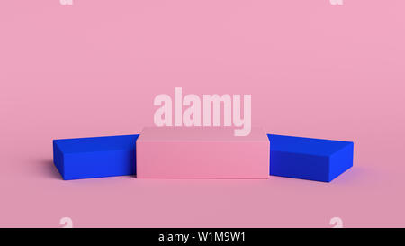 3d abstrakt Hintergrund machen. Rosa Plattform für Produkt anzeigen. Innenraum Podestplatz. Leere Dekoration Vorlage für Design. Stockfoto