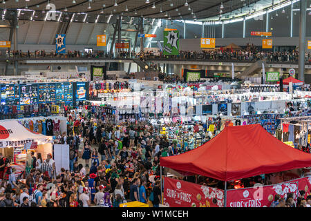 STUTTGART, DEUTSCHLAND - Jun 29 2019: Übersicht auf Comic Con Deutschland Stuttgart, zwei Tag Fan Convention Stockfoto