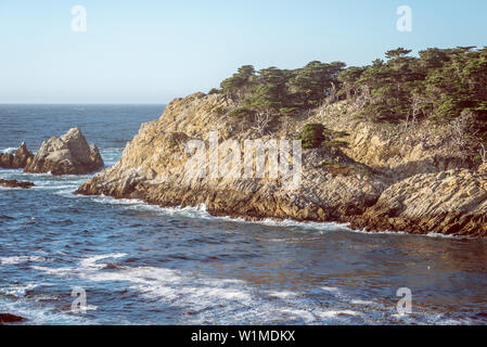 Blick auf die Landspitze Bucht und die Küste. Point Lobos State Reserve, Carmel, California, United States. Stockfoto