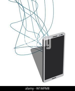 Telefon mit Kabel angeschlossen. Vector Illustration Stock Vektor