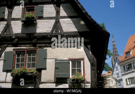 Ulm, Schiefes Haus, in dem viele, Baden-Württemberg, Deutschland, Europa Stockfoto