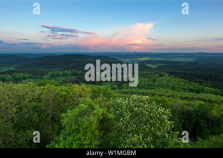 Blick von Hohe Acht, in der Nähe von Adenau, Eifel, Rheinland-Pfalz, Deutschland Stockfoto