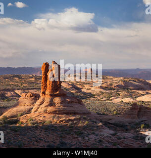 Sandsteinformationen, Garten Eden, Elephant Butte, Arches National Park, Moab, Utah, USA Stockfoto