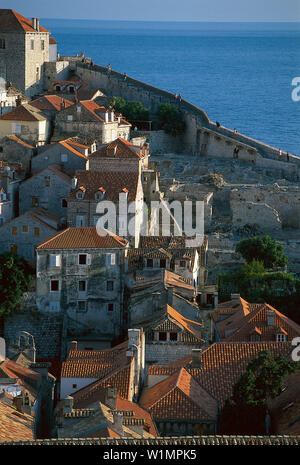 Blick auf die Altstadt von der Festung, Dubrovnik Kroatien Stockfoto