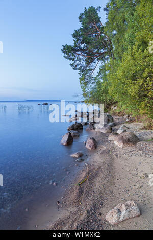 Ufer des Sees Vättern in der Nähe von karlsborg am Abend, February, Götaland, Süd Schweden, Schweden, Skandinavien, Nordeuropa, Europa Stockfoto