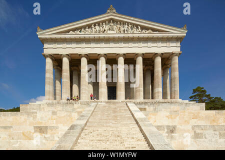 Blick auf die Walhalla in der Nähe von Donaustauf, Bayern, Deutschland, Europa Stockfoto