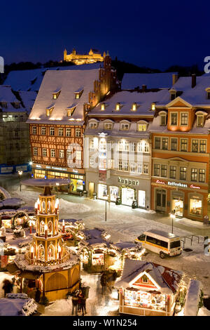 Weihnachtsmarkt auf dem Marktplatz, Coburg, Franken, Bayern, Deutschland Stockfoto