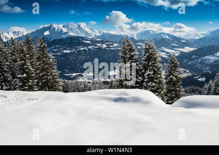 Winter Landschaft in der Nähe von Flims, Laax, Kanton Graubünden, Schweiz Stockfoto