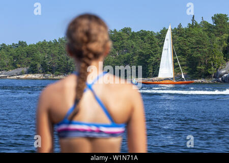 Sommer auf der Insel Finhamn in den Stockholmer Schären, Uppland, Stockholms Land, Süd Schweden, Schweden, Skandinavien, Nordeuropa Stockfoto