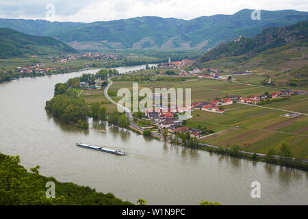 Blick von der Ferdinandswarte bei Dürnstein, Unterloiben, Wachau, Donau, Niederösterreich, Lower Austria, Austria, Europa Stockfoto