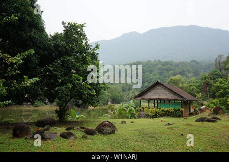 Ein Haus in Sarawak Cultural Village, Malaysia Stockfoto