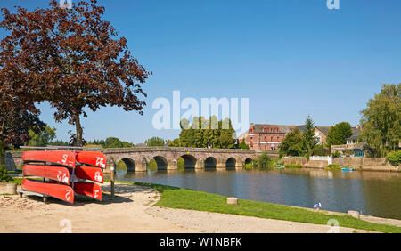 Pont de Pont-Réan in Schiefer, Brücke über den Fluss gebaut, La Vilaine, Departement Ille-et-Vilaine, Bretagne, Frankreich, Europa Stockfoto