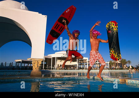 Spaß im Pool, Djerba Tunesia Stockfoto