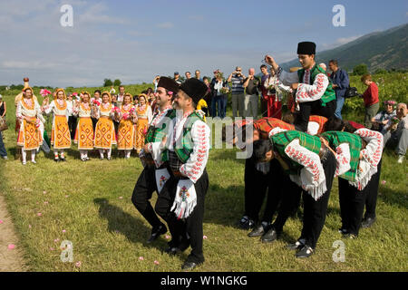 Tänzer, Rose Festival, Rose Kommissionierung, Karlovo, Bulgarien Stockfoto