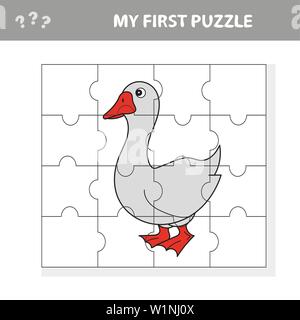 Cartoon Gans puzzle Design. Vector Illustration für Kinder Bildung Stock Vektor