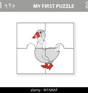 Cartoon Gans puzzle Design. Vector Illustration für Kinder Bildung Stock Vektor