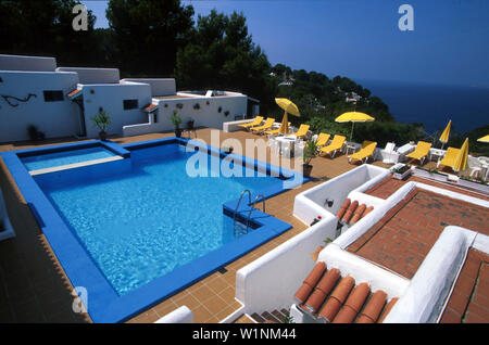 Hostal Cala Moli, Pension, Cala Tarida, Ibiza Spanien Stockfoto