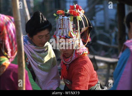 Frauen Auf Dem Markt, Muang Sing SPR Luang Nam Tha, Laos Stockfoto