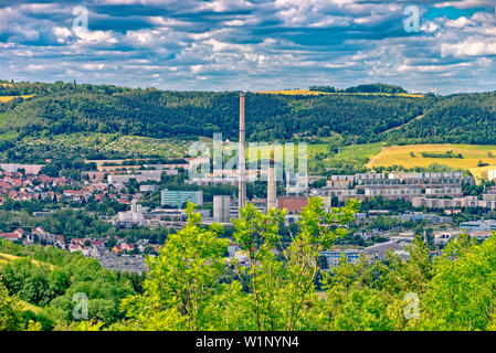 Ein Teil von Jena Thüringen von oben Stockfoto