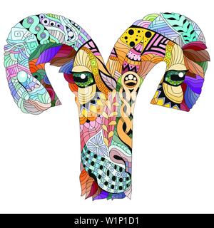 Widder Sternzeichen, Astrologie Konzept Art Tattoo Design Stock Vektor