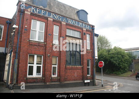 Art déco-Fassade der Farbe funktioniert, Keeling & Walker in Fenton, Stoke-on-Trent Stockfoto