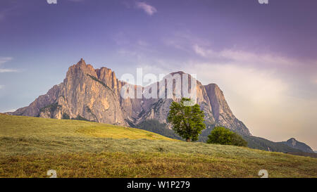 Die Seis am Schlern, Dolomiten, Kastelruth, Castelrotto in Italien gesehen Stockfoto