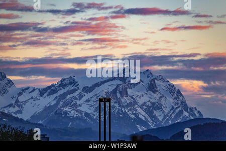 Schönen Sonnenuntergang über den Säntis in der Schweiz Stockfoto